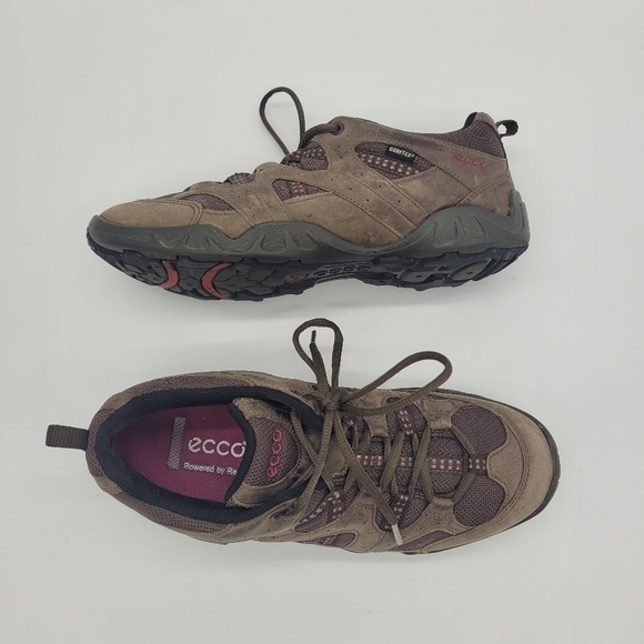 Ecco Womens Receptor Gortex Brown Suede Low Top Hiking Running Shoes 8 - 8.5 - Picture 4 of 14